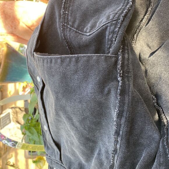 Black/grey  denim jacket with removable faux fur collar sz M - Picture 8 of 16